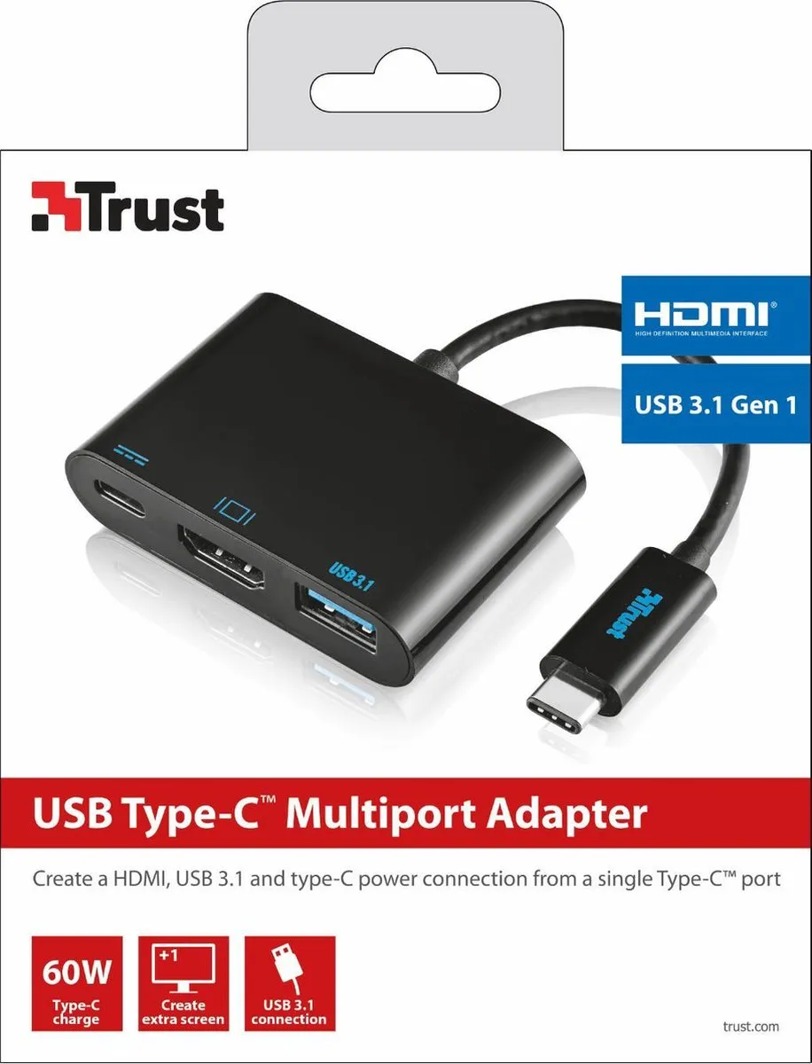 Trust Multiport Adapter USB-C naar HDMI USB-3.1 21260 - Zwart