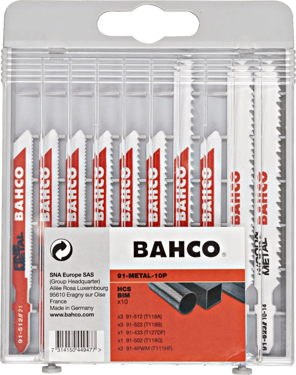 Bahco 91-METAL-10P Decoupeerzaagbladen Metaal - 10-delig