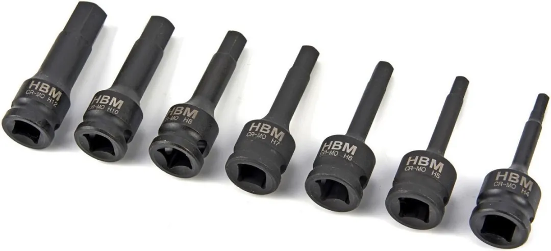 HBM Machines 7-delige Lange Inbus Krachtdoppenset 3/8" - Rood