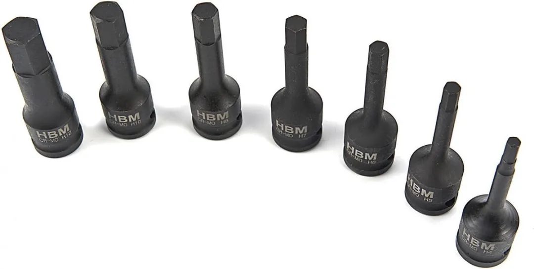 HBM Machines 7-delige Lange Inbus Krachtdoppenset 3/8" - Rood