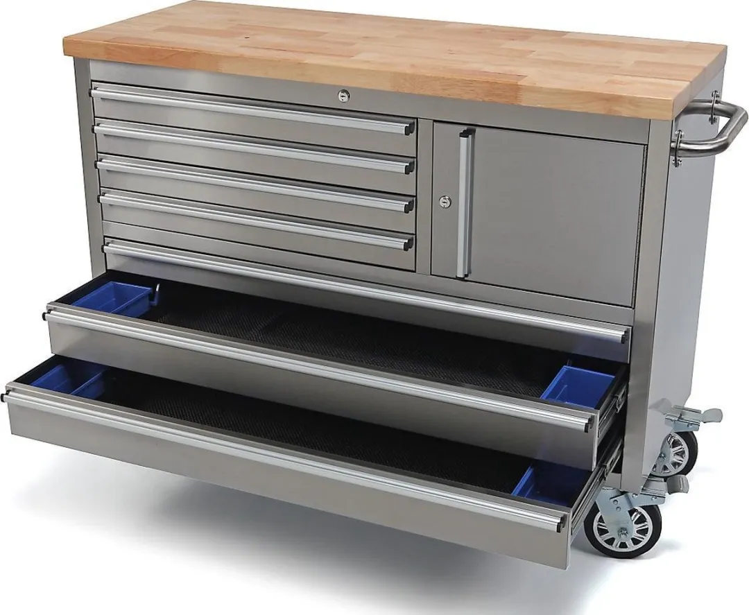 HBM Gereedschapswagen RVS Werkbank 122cm - 7 Lades