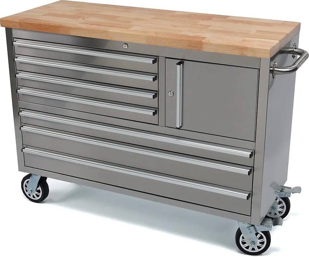 HBM Gereedschapswagen RVS Werkbank 122cm - 7 Lades