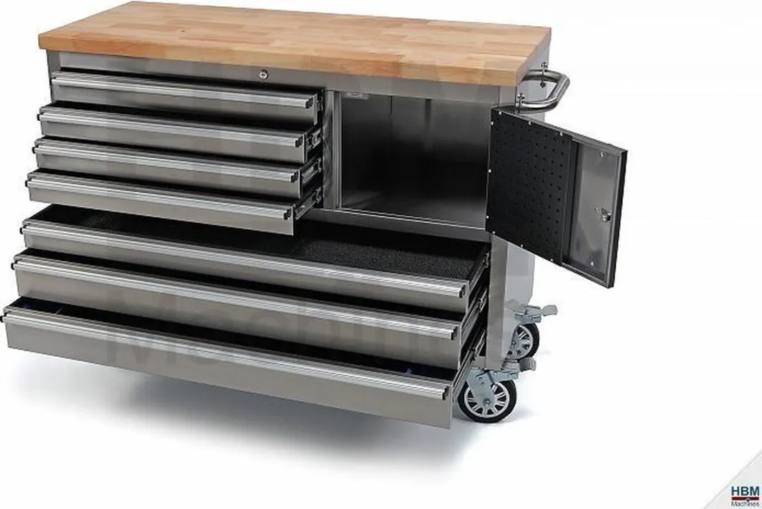 HBM Gereedschapswagen RVS Werkbank 122cm - 7 Lades