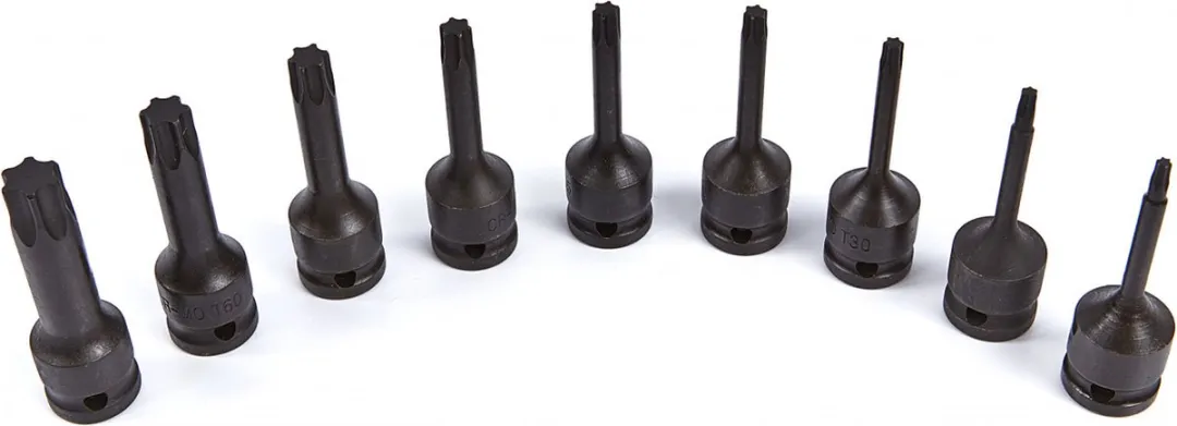 HBM Machines 9-delige Lange Torx Krachtdoppenset - Rood
