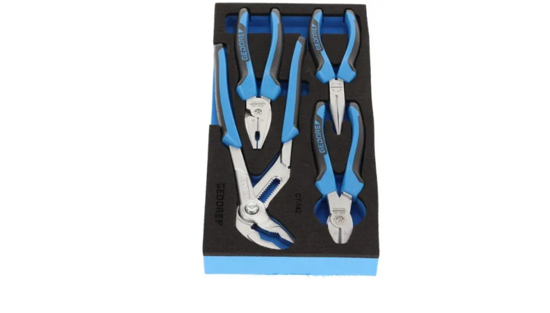Gedore 2309025 Tangenset 4-delig - Universele tang 10/Kracht-combinatietang 180mm/Telefoontang 160mm/Kracht-zij
