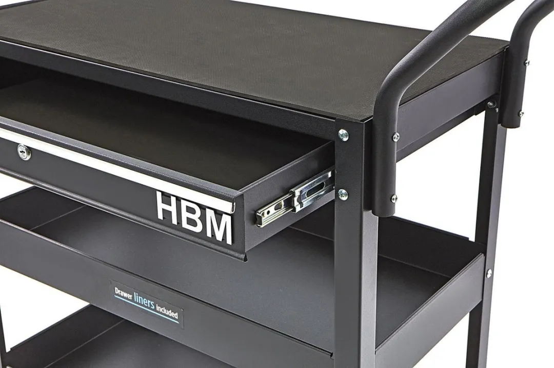 HBM Deluxe 3 Laags Gereedschapswagen - 1 Lade - Zwart