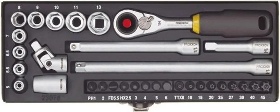 Proxxon Industrial 23078 Dopsleutelinzetstuk 32-delig - Metrisch 1/4 (6.3 mm)