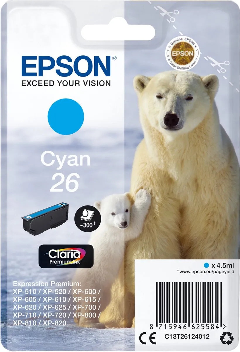 Epson 26 Cyaan Inktcartridge - 4,5ml