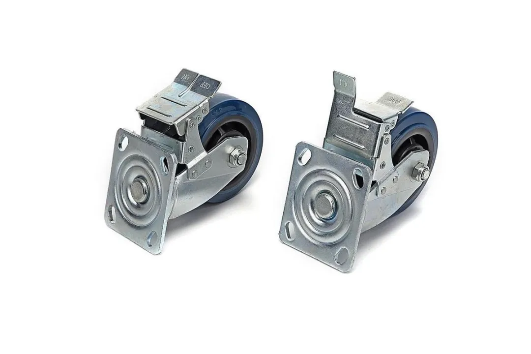 HBM Profi 125mm Zwenkwiel met Rem - 4 Stuks - Blauw