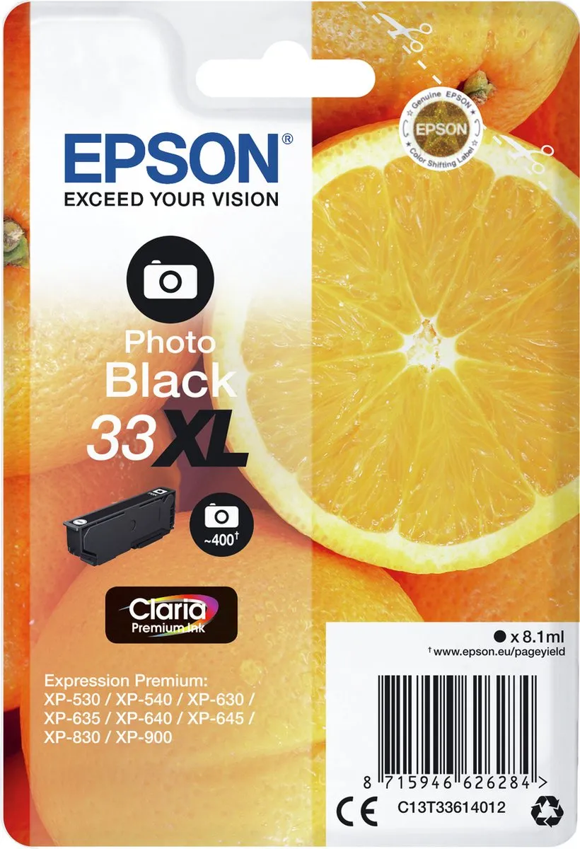 Epson 33XL Foto Zwart Inktcartridge - 400 pagina's