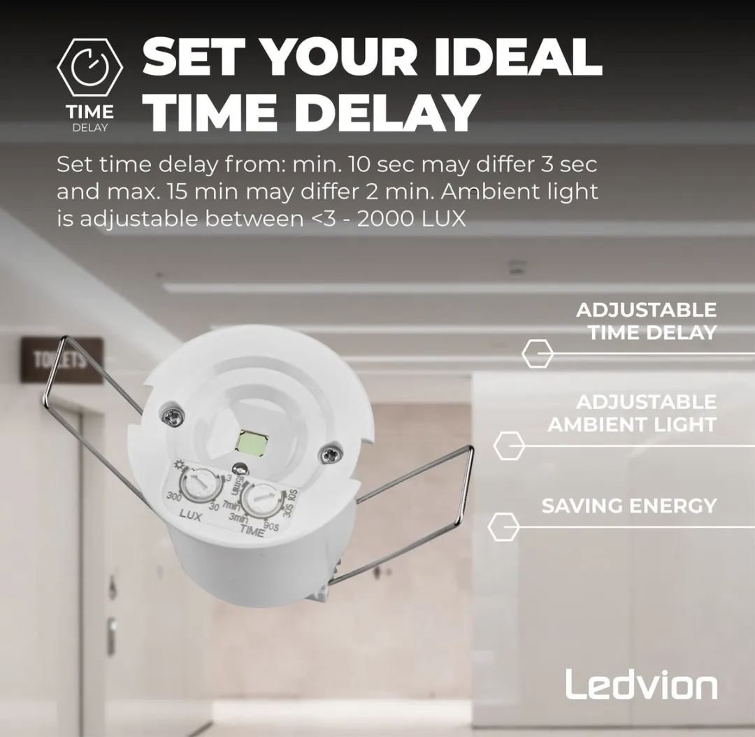 Ledvion Bewegingsmelder Inbouw Wit - IP20 360° 8m