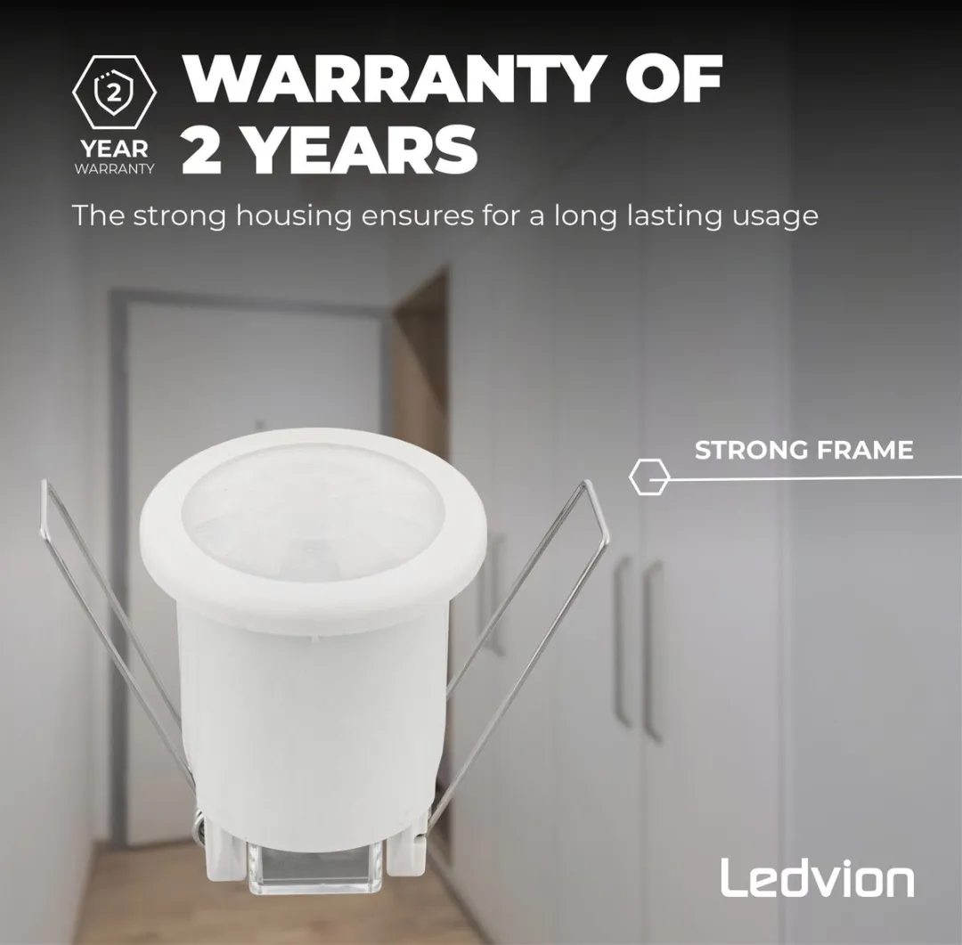 Ledvion Bewegingsmelder Inbouw Wit - IP20 360° 8m
