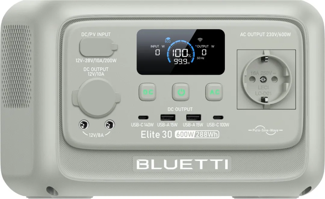 Bluetti Elite 30 V2 Powerstation 288Wh - 600W - Lichtgrijs