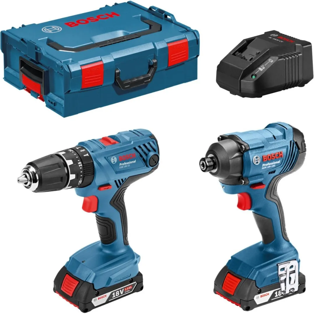Bosch Professional GSB 18V-21 & GDR 18V-160 Klopboormachine/Slagschroevendraaier - 2x Accu - L-Boxx