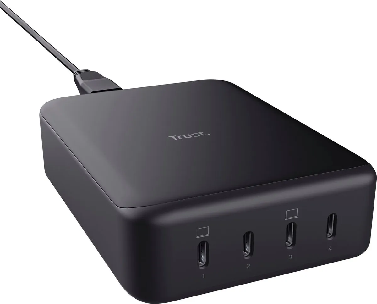 Trust Maxo Laptoplader 240W USB-C - 4 Poorten - GaN - Zwart