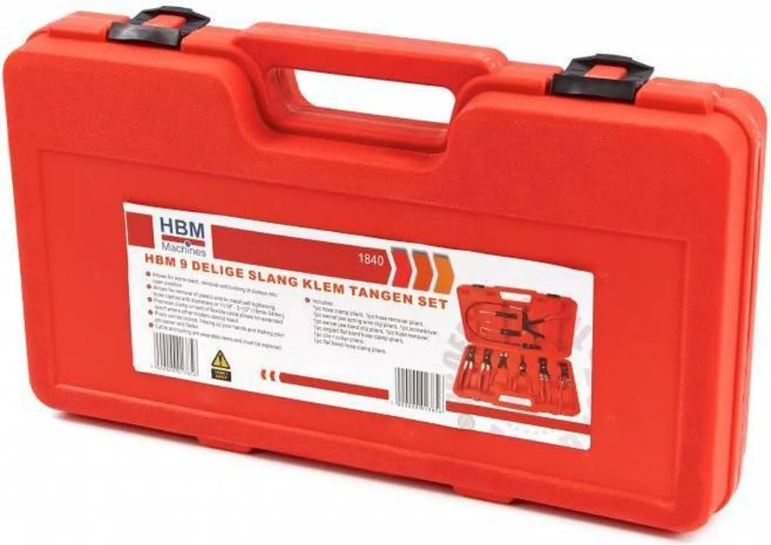 HBM 1840 Slangklemtangen Set - 9-delig - Rood