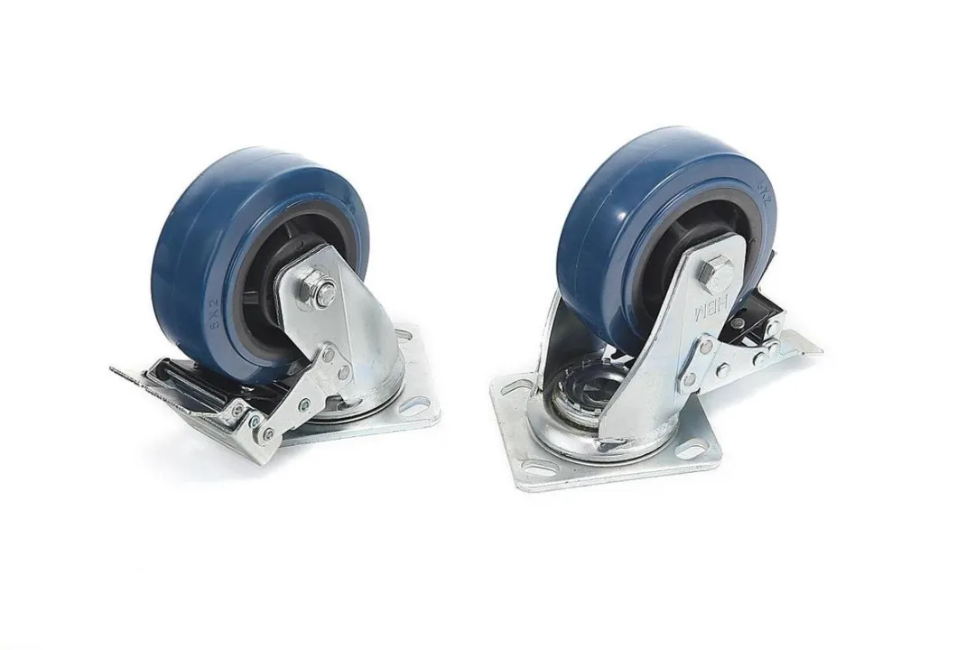 HBM Profi 200mm Zwenkwiel met Rem - 4 Stuks - Blauw