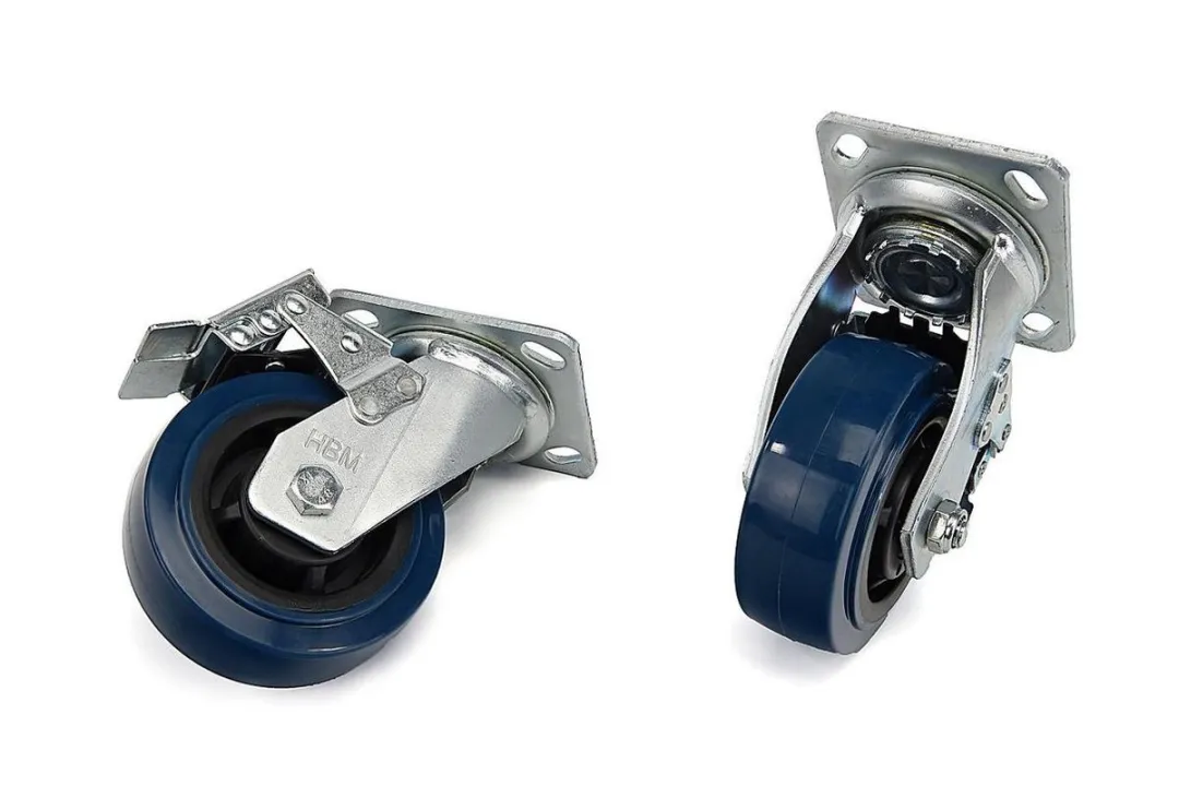HBM Profi 200mm Zwenkwiel met Rem - 4 Stuks - Blauw