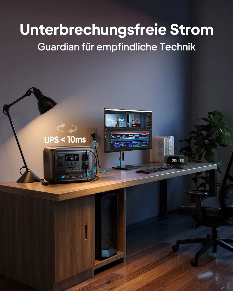 Bluetti Elite 100 V2 Energiesysteem 1024Wh 1800W - 100W Zonnepaneel