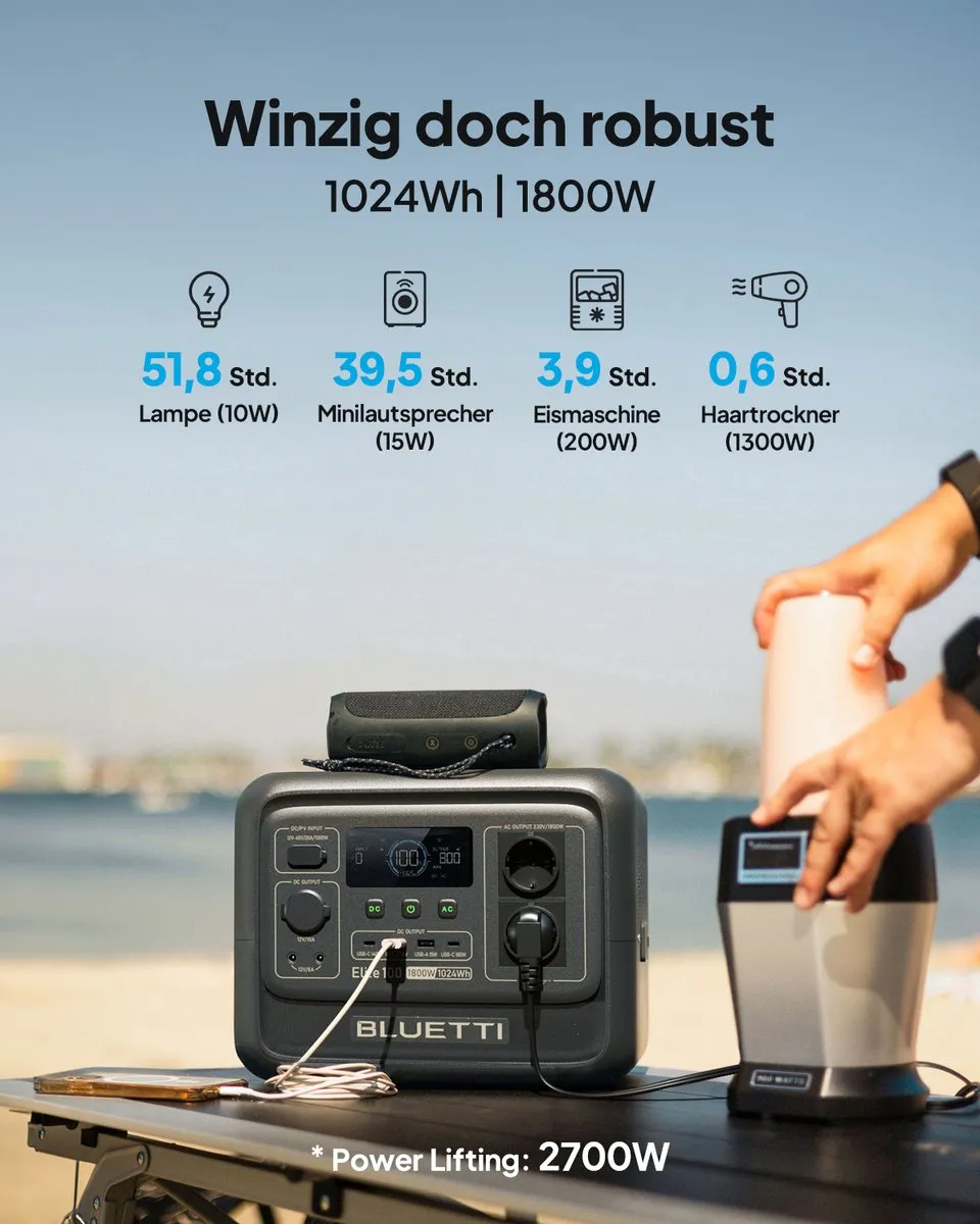 Bluetti Elite 100 V2 Energiesysteem 1024Wh 1800W - 100W Zonnepaneel