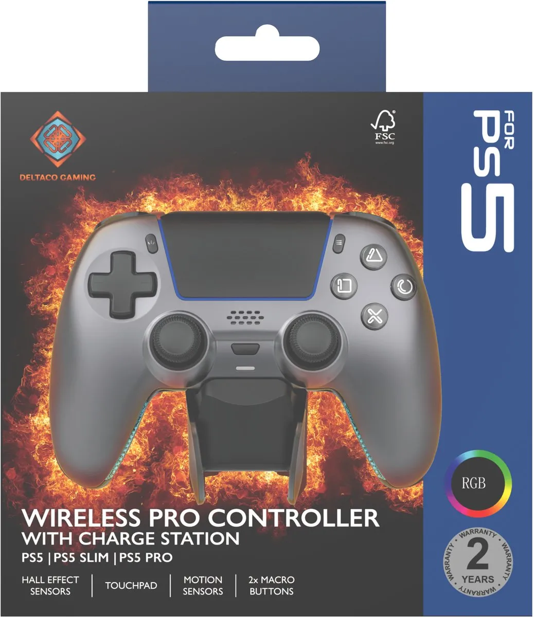 Deltaco Gaming Draadloze Pro Controller 4222475 - Grijs/Staal