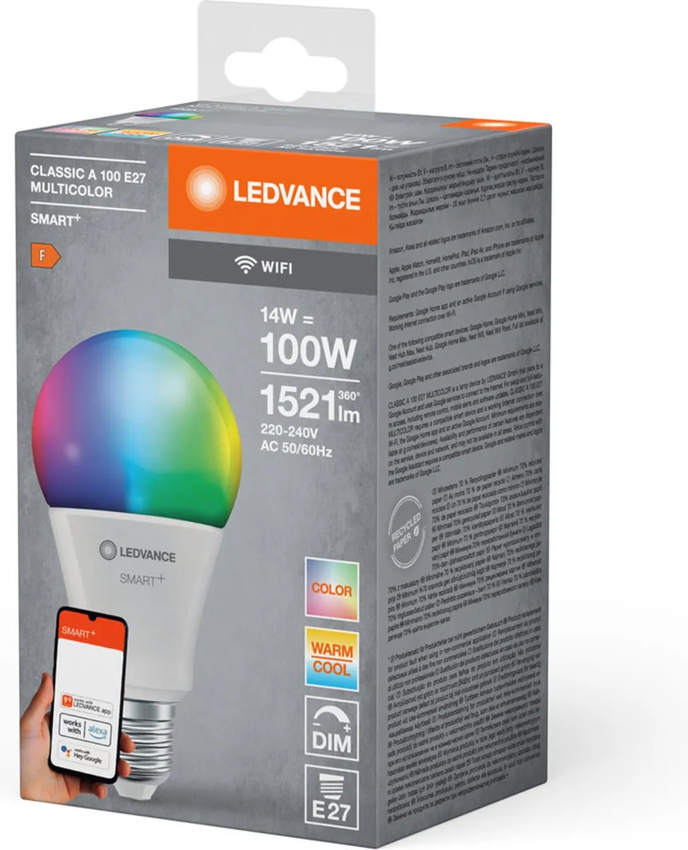 LEDVANCE SMART+ WIFI LEDlamp 14W 1521lm - Helder glas