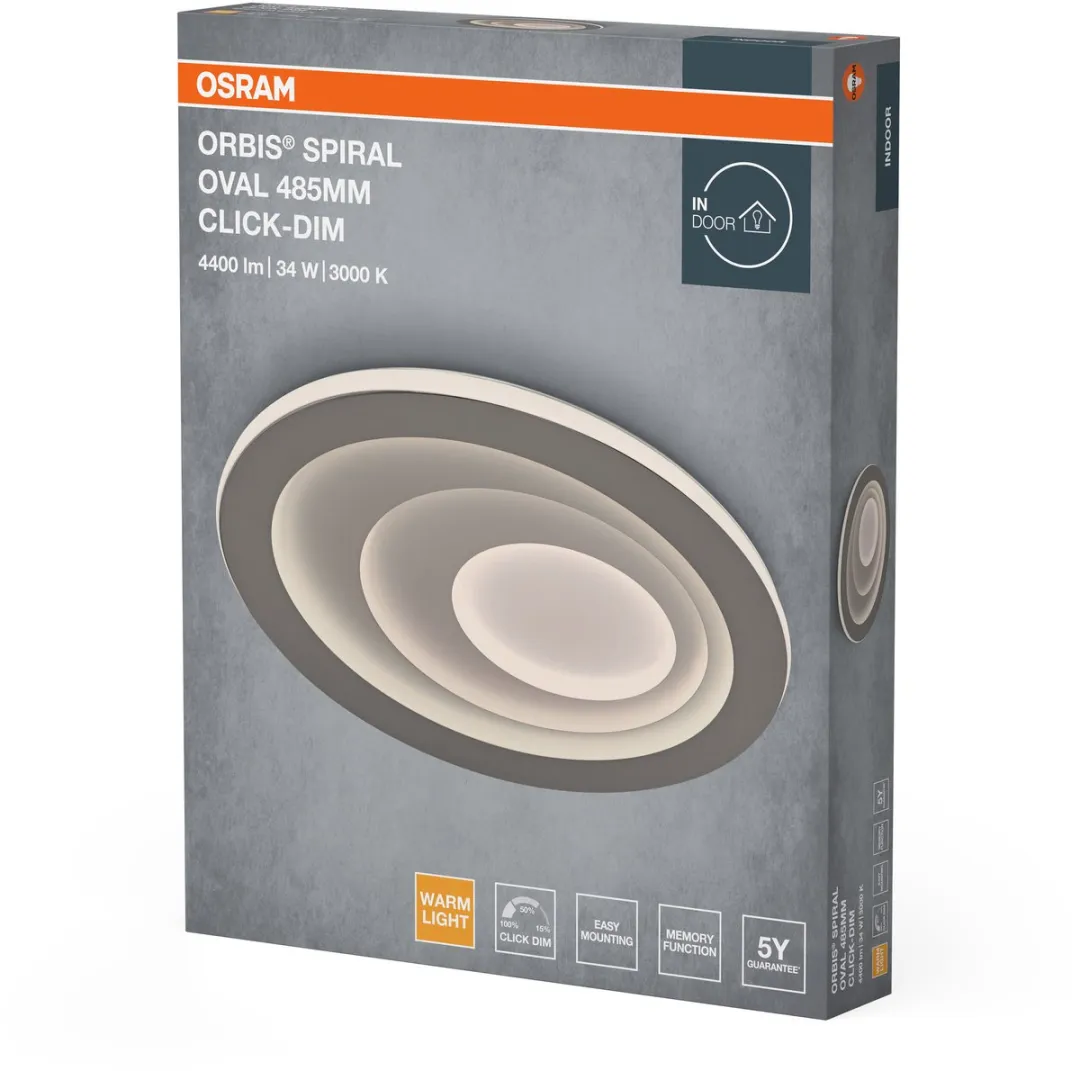 Osram Orbis Spiral Oval 485mm LED Plafondlamp - 34W Warm Wit - Grijs