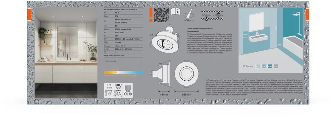 Osram Spot Set LED Inbouwspot IP65 4,5W - 3 Stuks