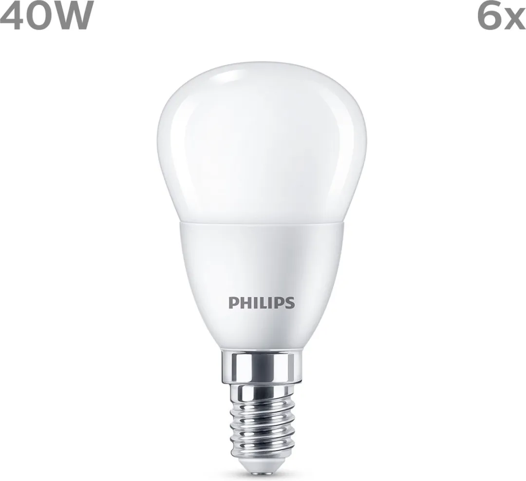 Philips LED Kogellamp E14 4.9W Warmwit - 6 Stuks