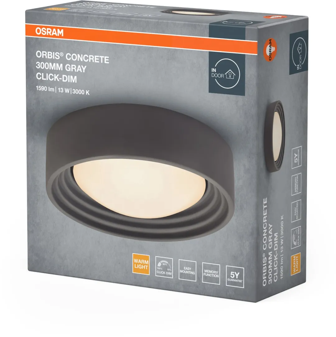 Osram Orbis Concrete Plafondlamp 13W - 800lm - 3000K - Grijs - afbeelding 6 van 6