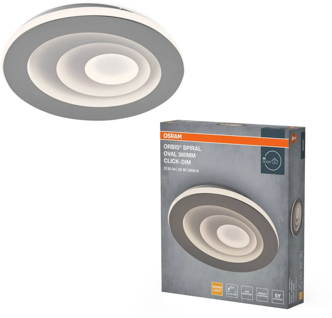 Osram Orbis Spiral Oval Plafondlamp 25W 3000K - Grijs
