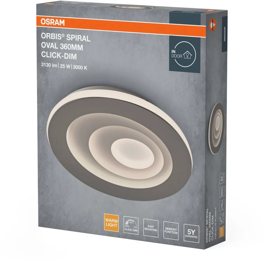 Osram Orbis Spiral Oval Plafondlamp 25W 3000K - Grijs