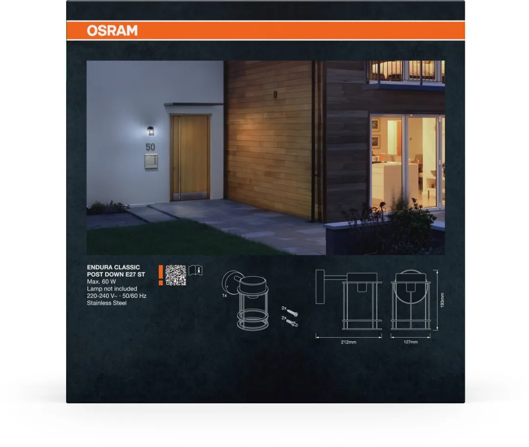 Osram ENDURA Klassieke Buitenlamp Staalgrijs E27 IP44
