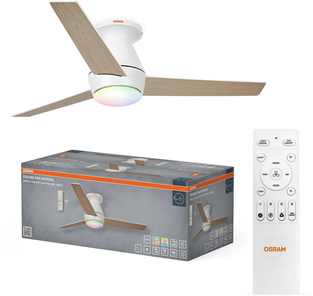 Osram Ceiling Fan Nordes 1065mm 38W RGB - Wit