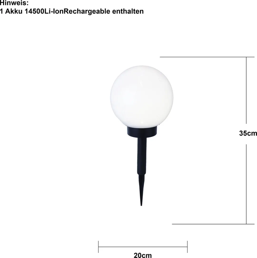 Star Trading Zonne-energie Tuinlamp 20x35cm - Zwart/Wit - afbeelding 3 van 5