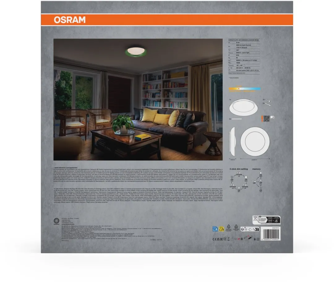 Osram Orbis Plate LED Plafondlamp 35W 1700lm - 430mm Zwart-Groen