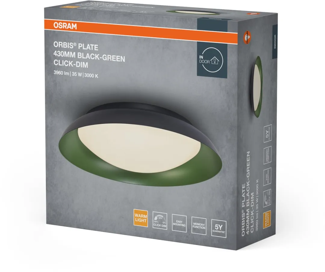 Osram Orbis Plate LED Plafondlamp 35W 1700lm - 430mm Zwart-Groen - afbeelding 6 van 6