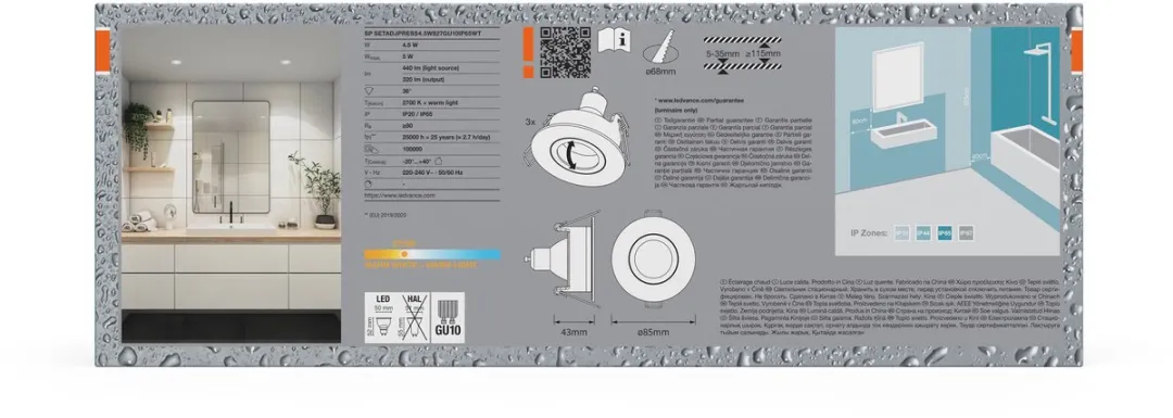 Osram Spot Set LED Inbouwspot IP65 4,5W Warm Wit - 3 Stuks - afbeelding 6 van 6