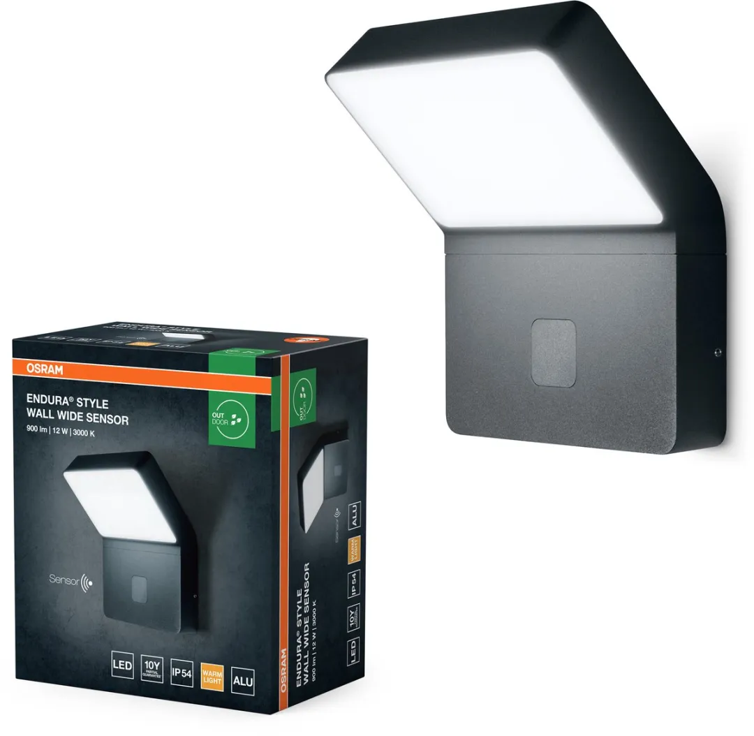 Osram Endura LED Wandlamp 12W Warm Wit - IP44 Donkergrijs