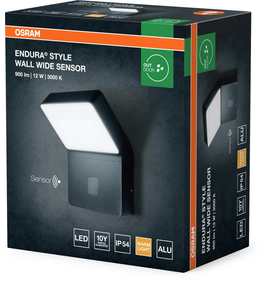 Osram Endura LED Wandlamp 12W Warm Wit - IP44 Donkergrijs