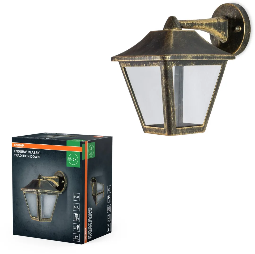 Osram ENDURA Classic Wandlamp E27 - Zwart/goud - IP44