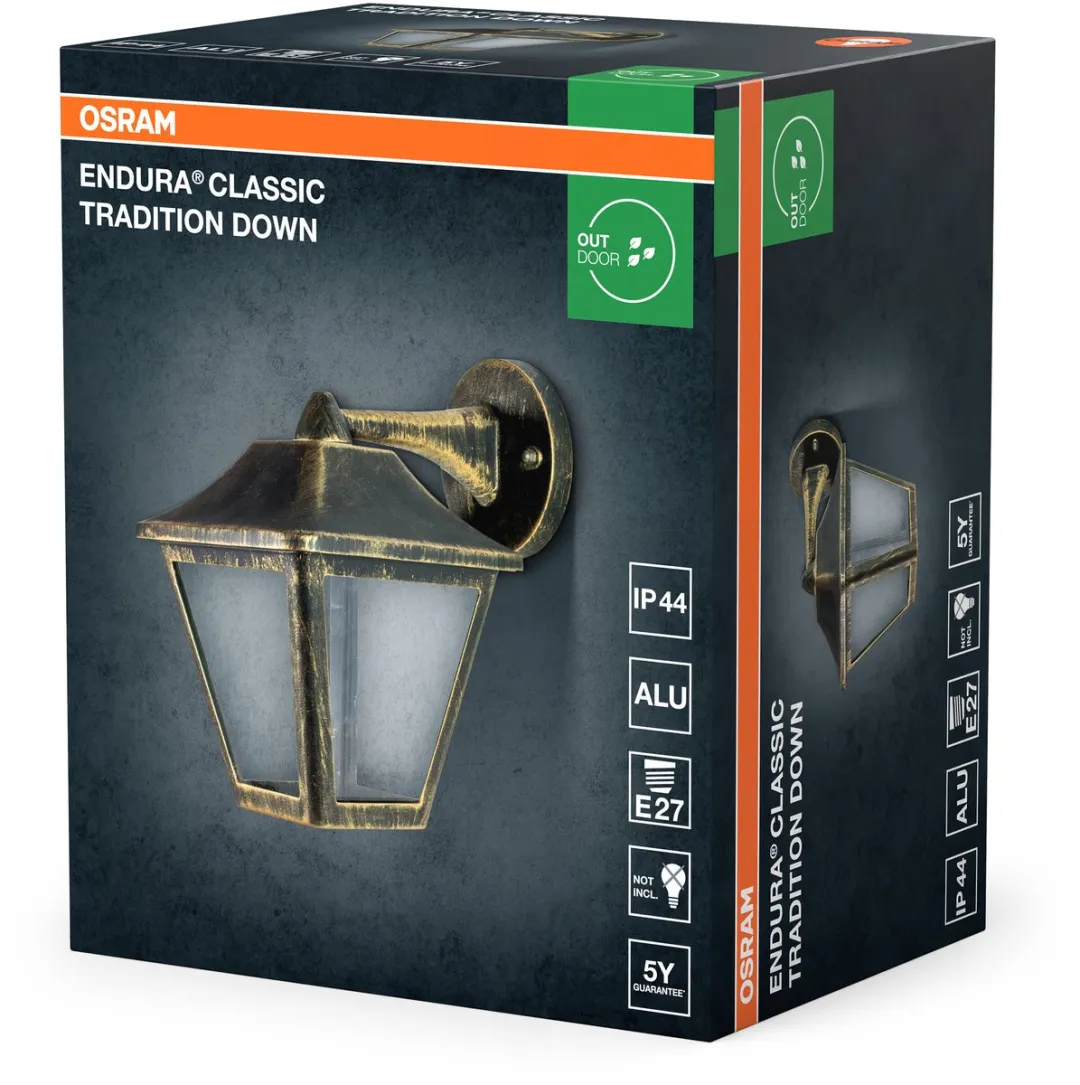 Osram ENDURA Classic Wandlamp E27 - Zwart/goud - IP44 - afbeelding 6 van 6