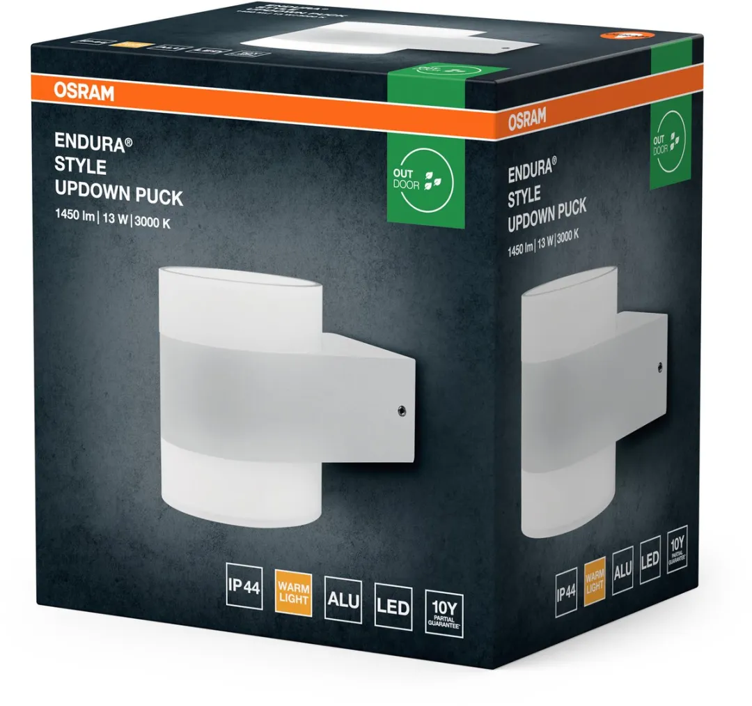 Osram UpDown Puck LED Wandlamp 13W - Warm Wit 3000K - IP44