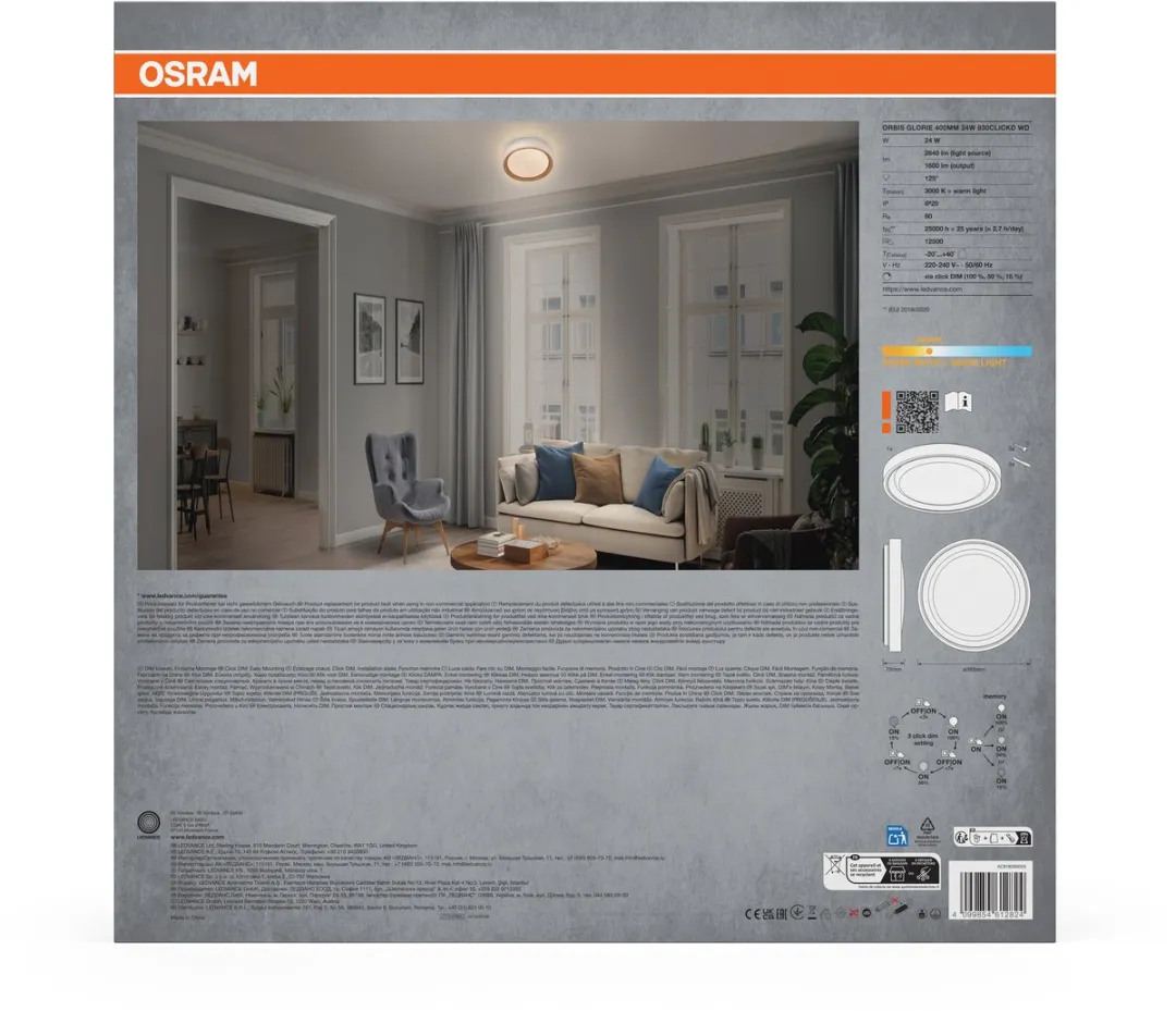 Osram Orbis Glorie LED Plafondlamp 400mm Hout - 24W 3000K