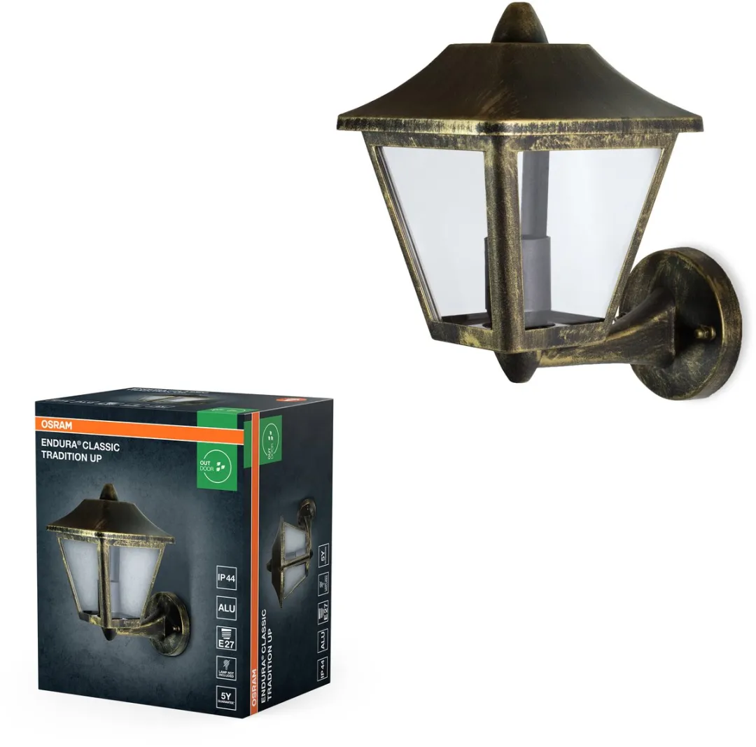 Osram Endura Classic Wandlamp E27 - Zwart/goud - IP44