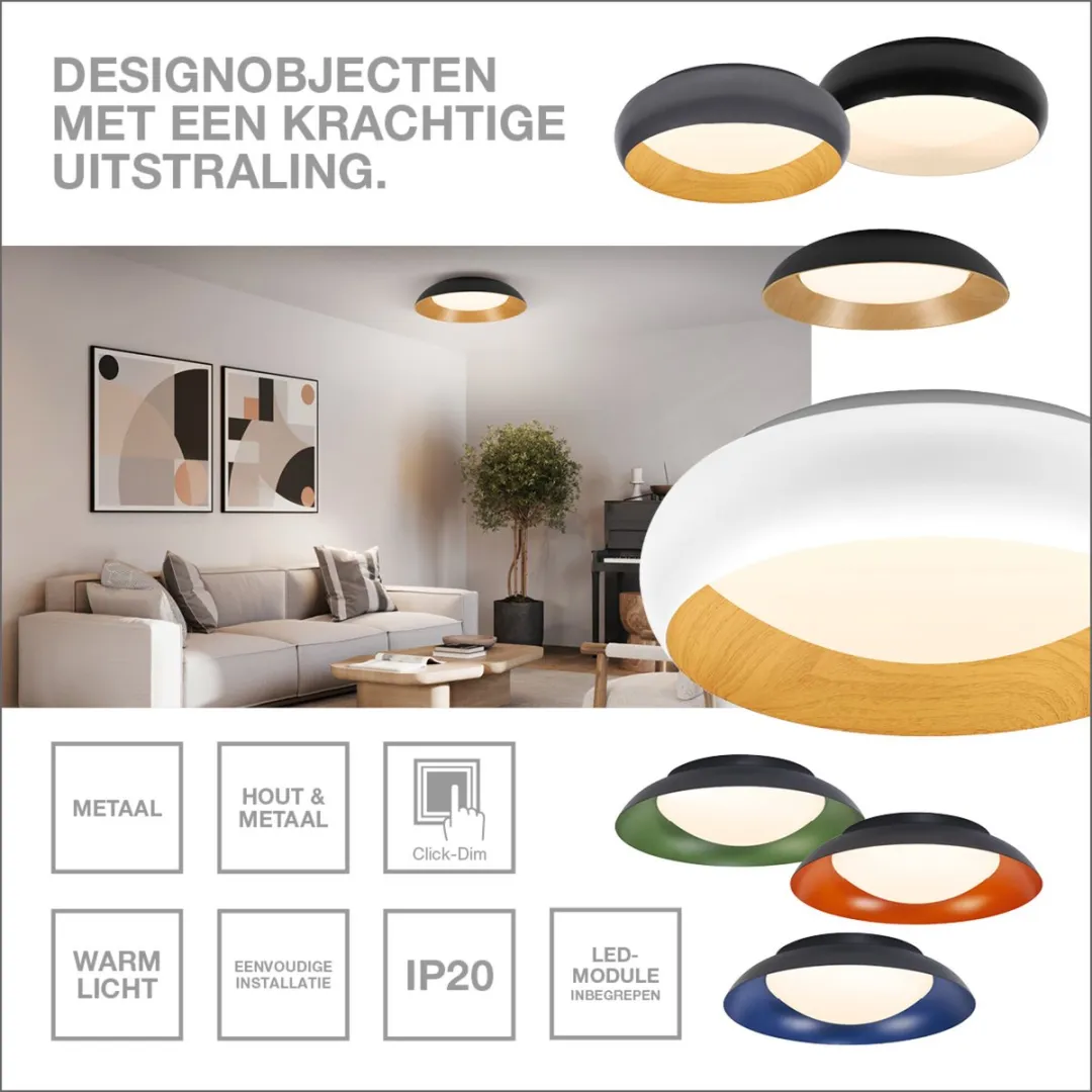 Osram Orbis Plate LED Plafondlamp 19W 1000lm - Zwart-Groen