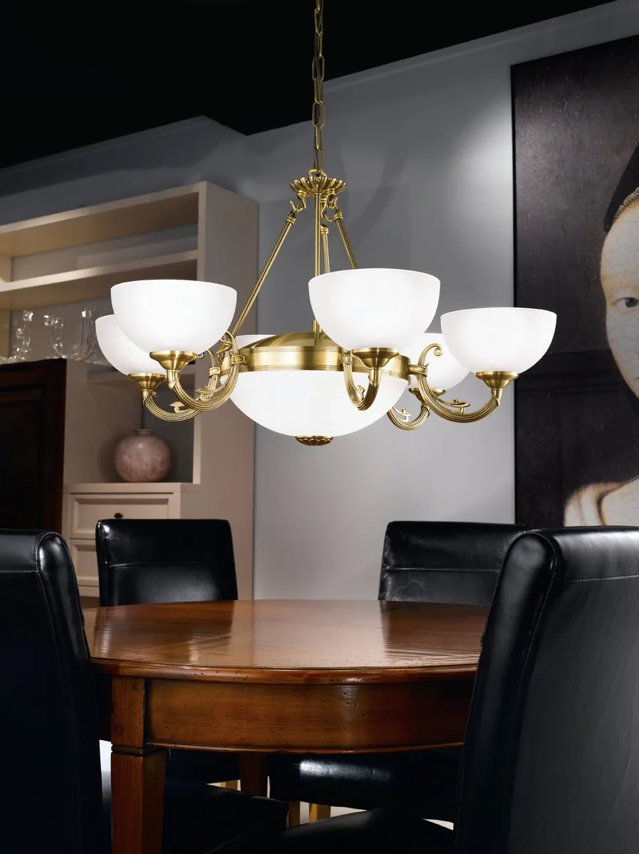 Eglo Savoy Hanglamp - 6 Lichts Ø740mm Brons/Wit