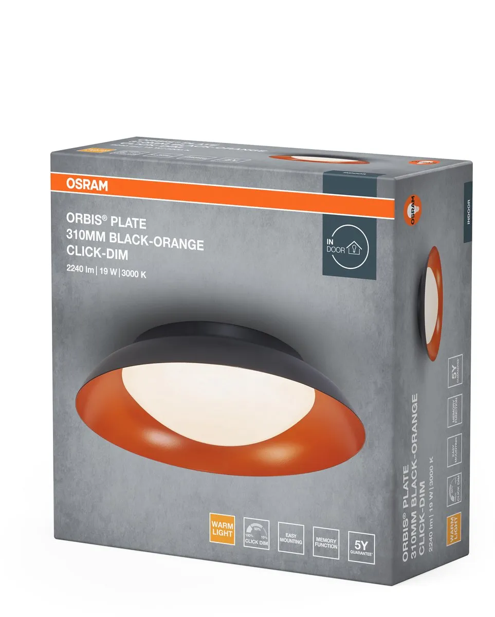 Osram Orbis Plate LED Plafondlamp 19W - 1000lm 3000K - Zwart/Geel - afbeelding 6 van 6