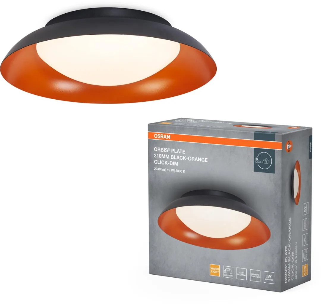 Osram Orbis Plate LED Plafondlamp 19W - 1000lm 3000K - Zwart/Geel