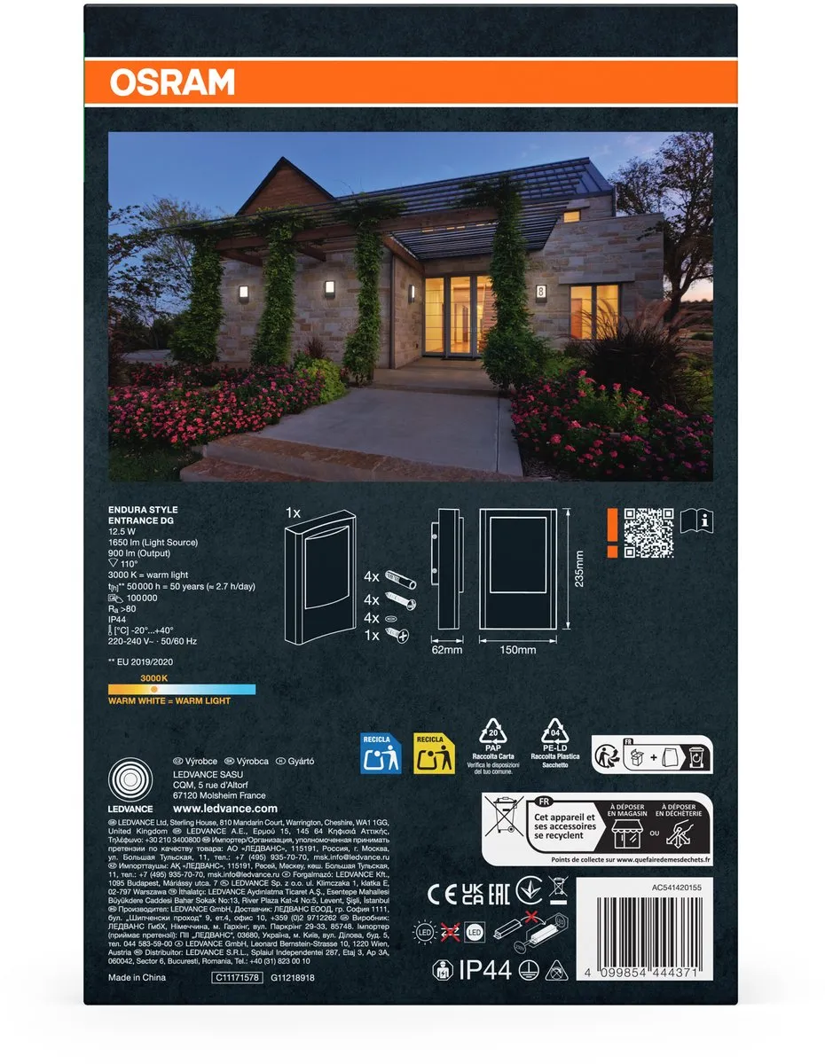 Osram Endura Style Entrance Donkergrijs 12,5W 900lm - IP44